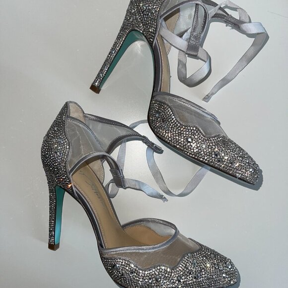 Betsey Johnson Iris Sparkly Shoes rhinestone pumps 8 - Picture 9 of 13